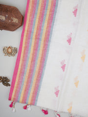 Linen White 100% Pure Linen Manoranjitham Weaves - Handloom Store