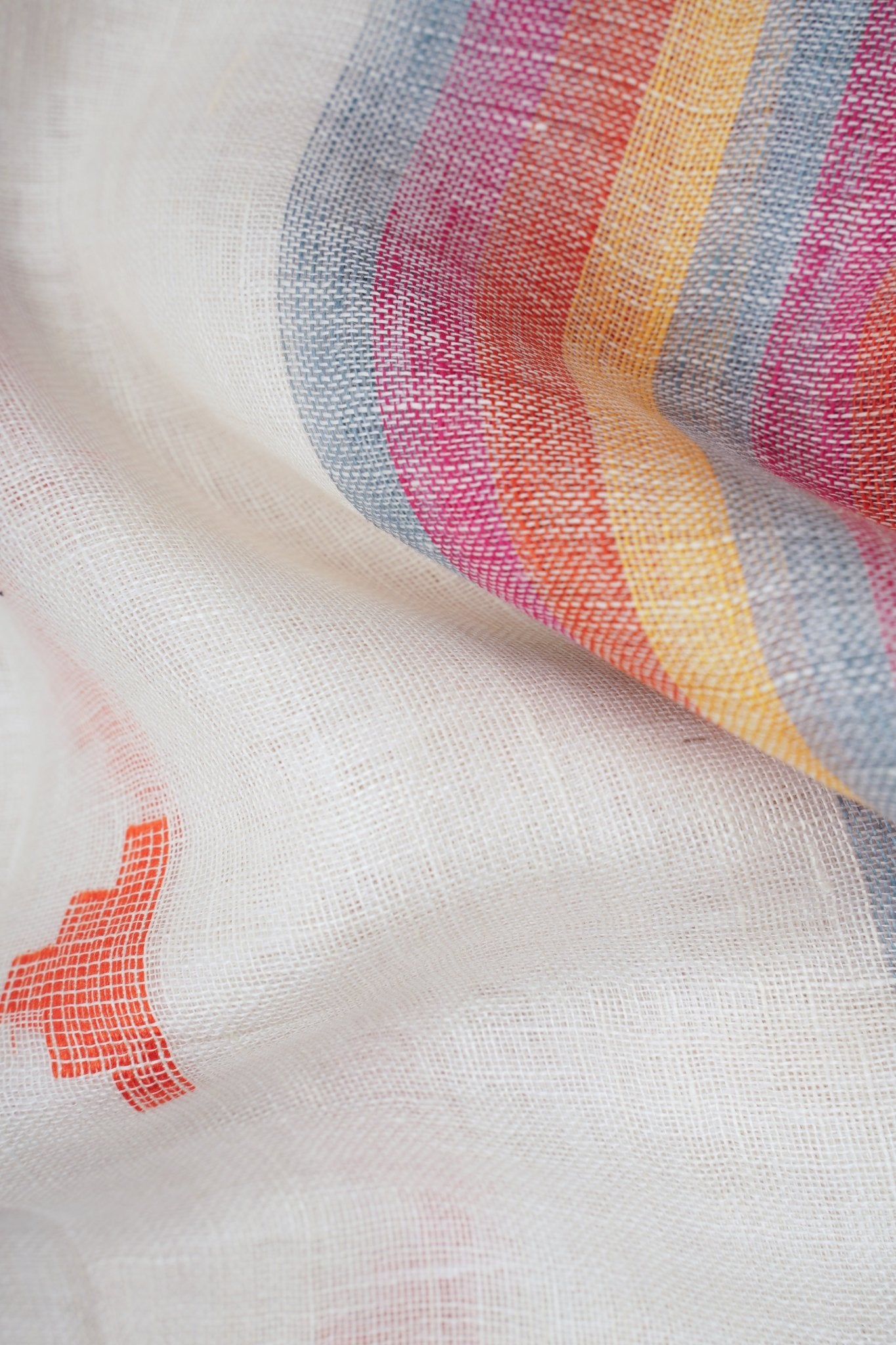 Linen White 100% Pure Linen Manoranjitham Weaves - Handloom Store