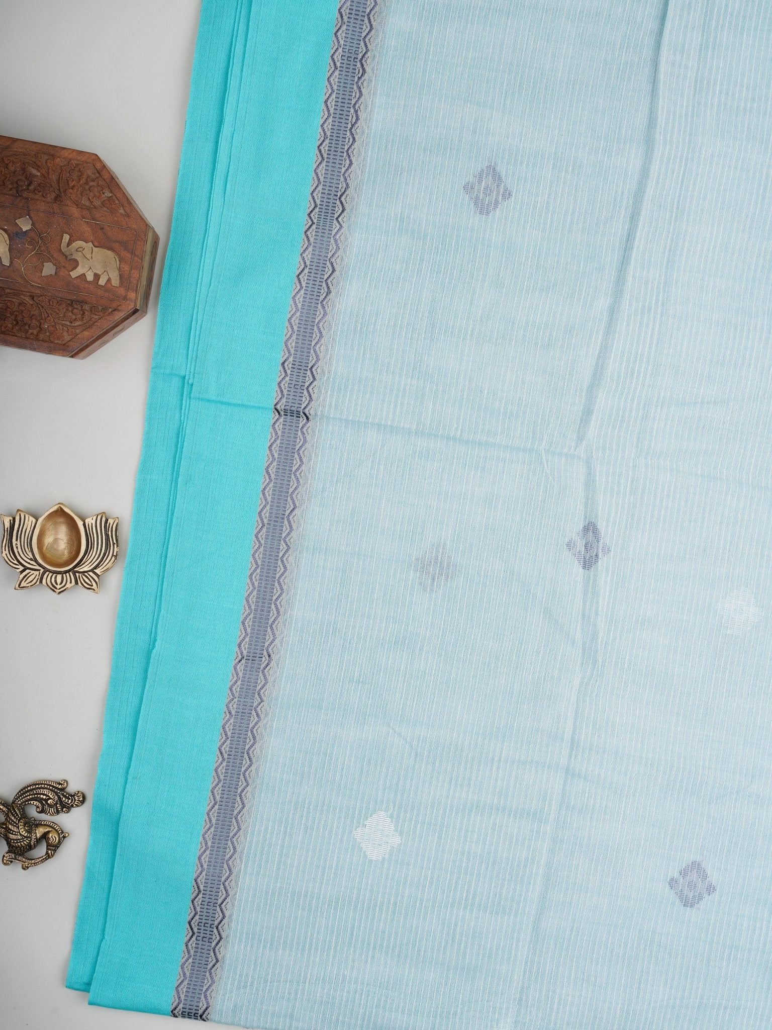 Cotton Blue 100% Pure Cotton Manoranjitham Weaves - Handloom Store