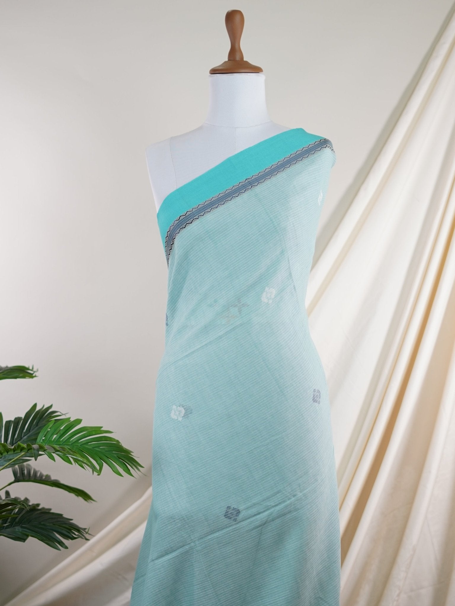 Cotton Blue 100% Pure Cotton - Manoranjitham Weaves - Handloom Store