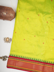 Narayanpet Parrot Green 100% Pure Silk  Manoranjitham Weaves - Handloom Store