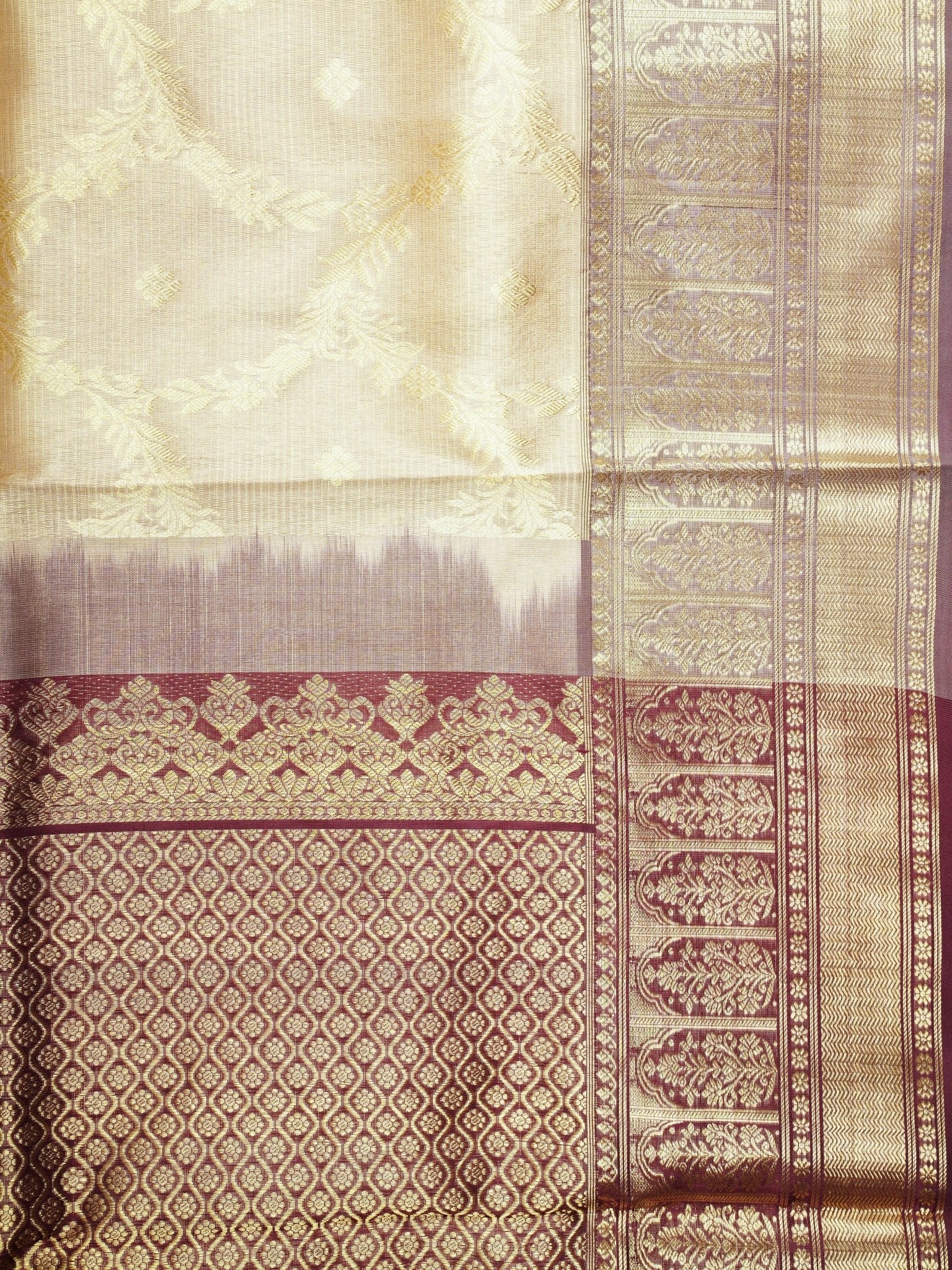 Venkatagiri Silk Beige 100% Pure Silk  Manoranjitham Weaves - Handloom Store