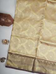 Venkatagiri Silk Beige 100% Pure Silk  Manoranjitham Weaves - Handloom Store