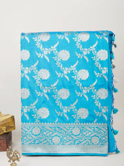 Katan Blue Katan Semi Silk Manoranjitham Weaves - Handloom Store