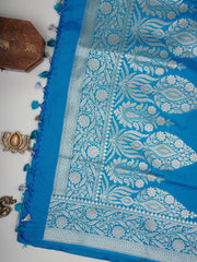 Katan Blue Katan Semi Silk Manoranjitham Weaves - Handloom Store