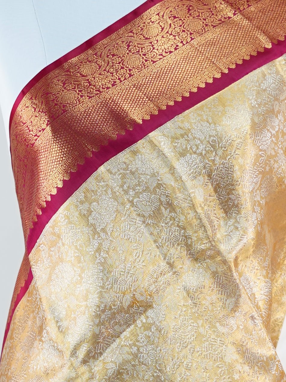 Kanchipuram Silk Gold  100% Pure Silk  - Manoranjitham Weaves - Handloom Store