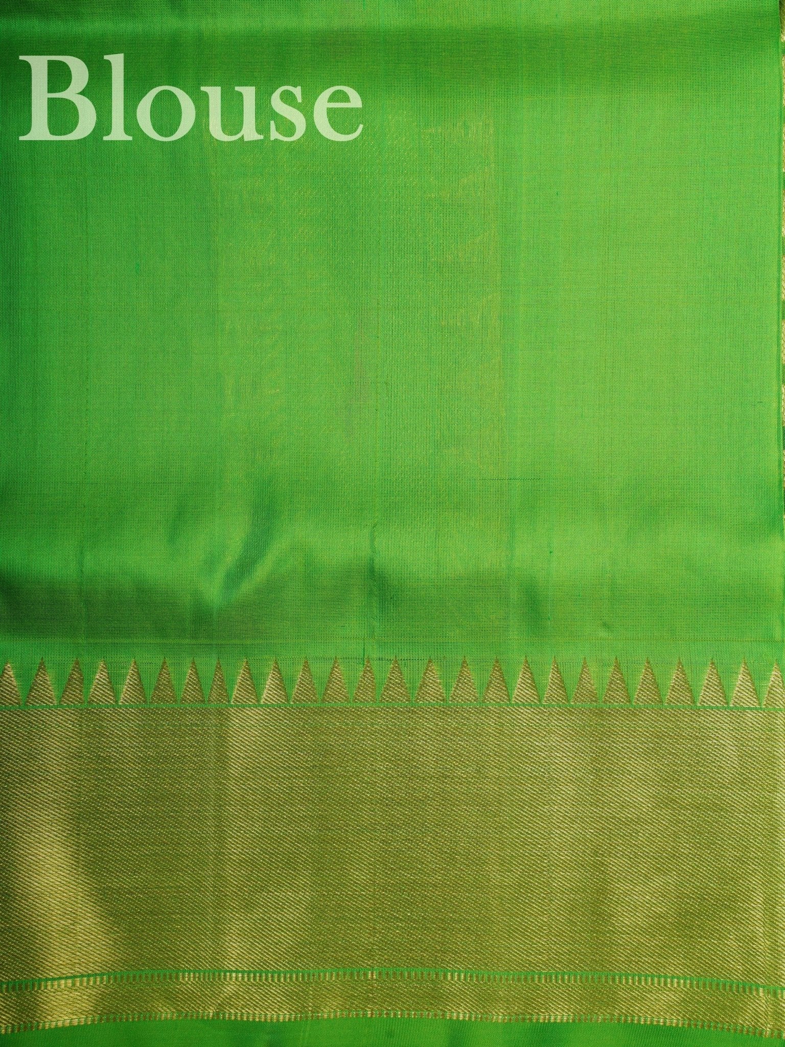 Venkatagiri Silk Green 100% Pure Silk  - Manoranjitham Weaves - Handloom Store