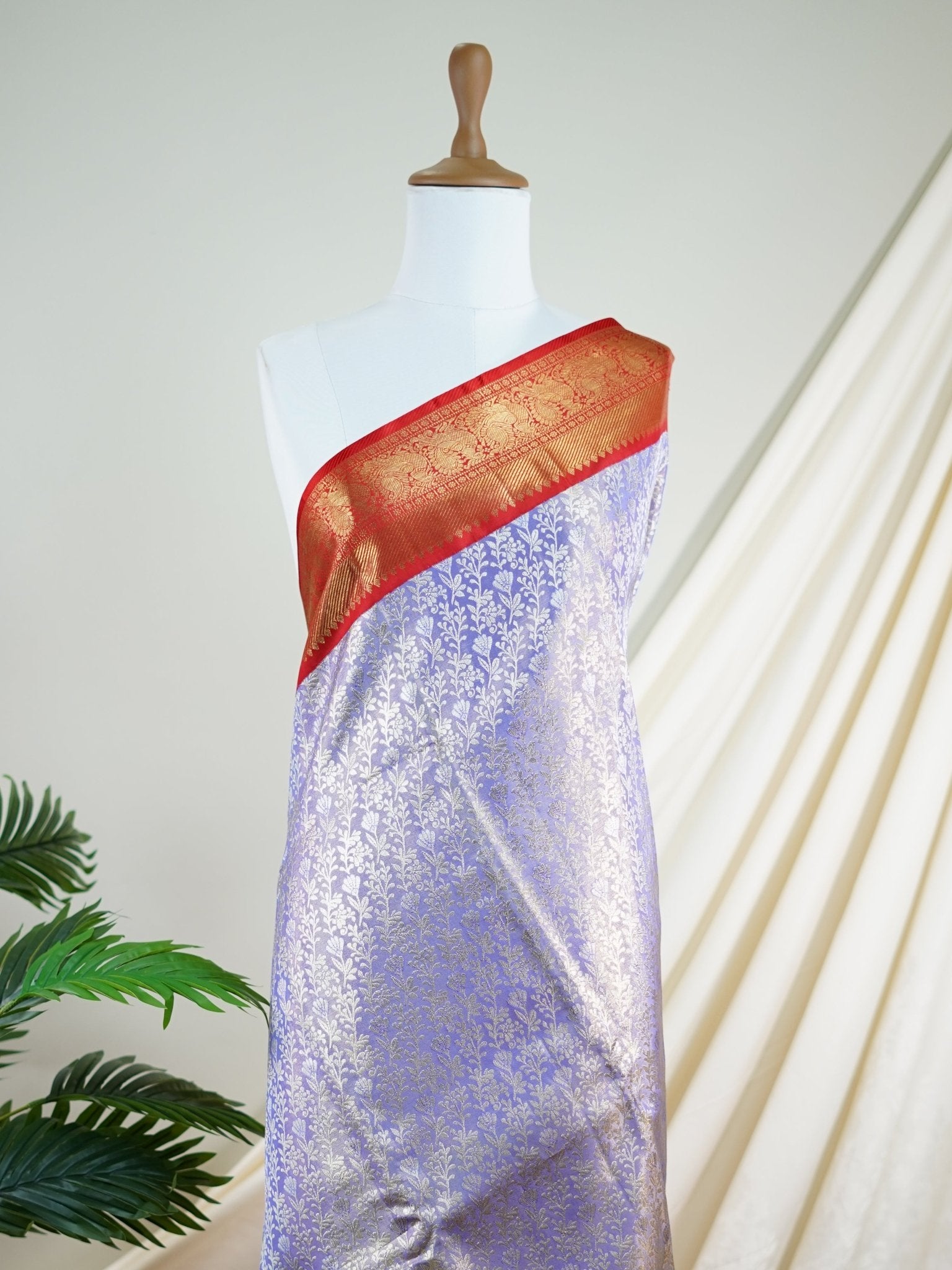 Kanchipuram Silk Lilac 100% Pure Silk  - Manoranjitham Weaves - Handloom Store