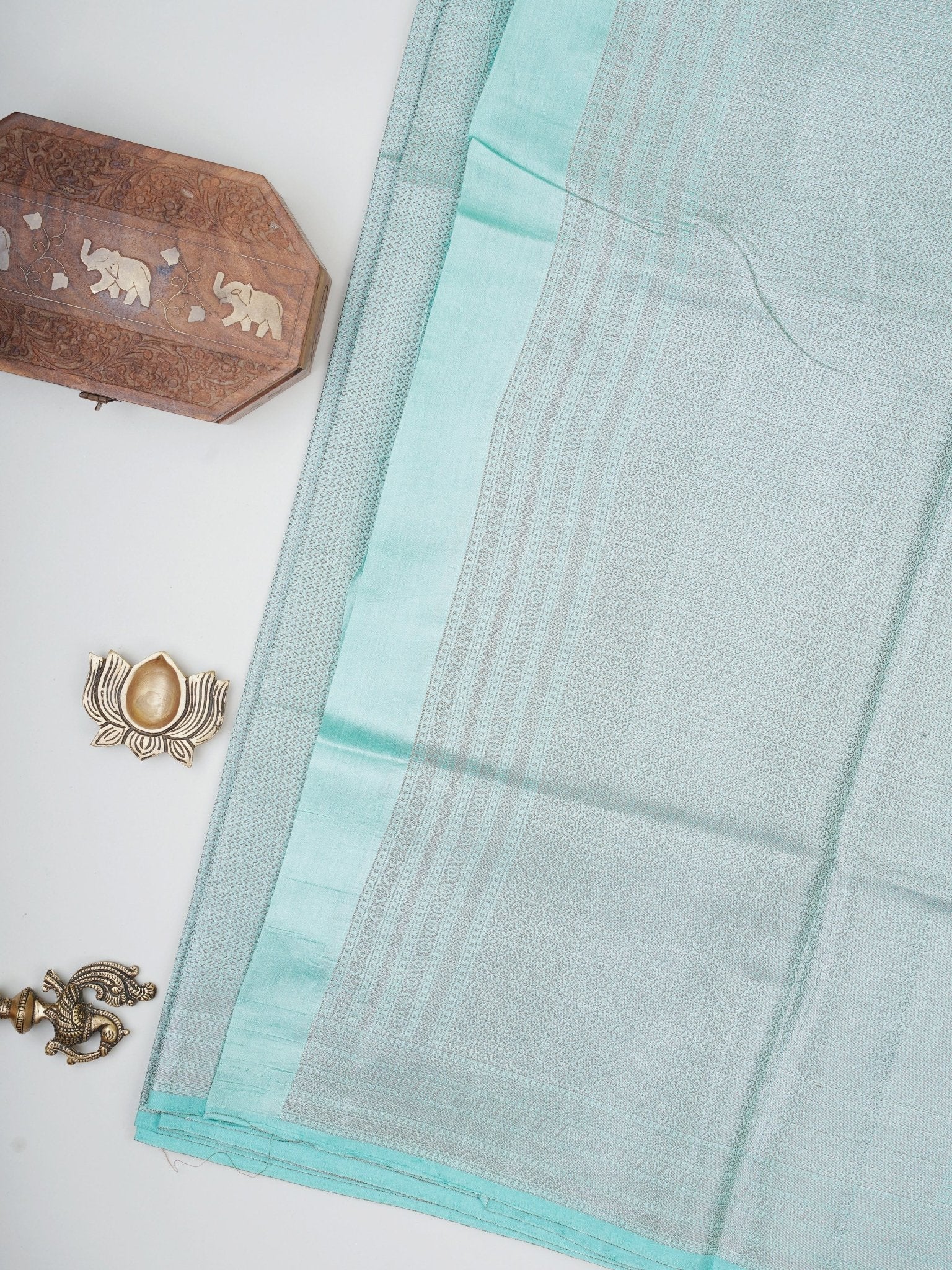 Chiniya Silk Powder Blue 100% Pure Chiniya Silk  Manoranjitham Weaves - Handloom Store