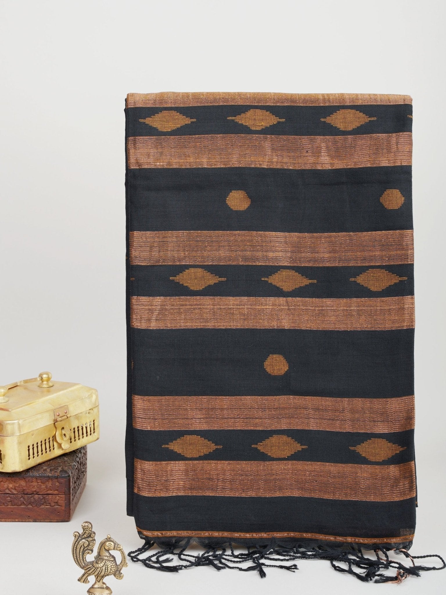Cotton Black 100% Pure Cotton Manoranjitham Weaves - Handloom Store