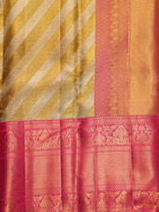 Kanchipuram Silk Gold And Silver tissu 100% Pure Silk  Manoranjitham Weaves - Handloom Store