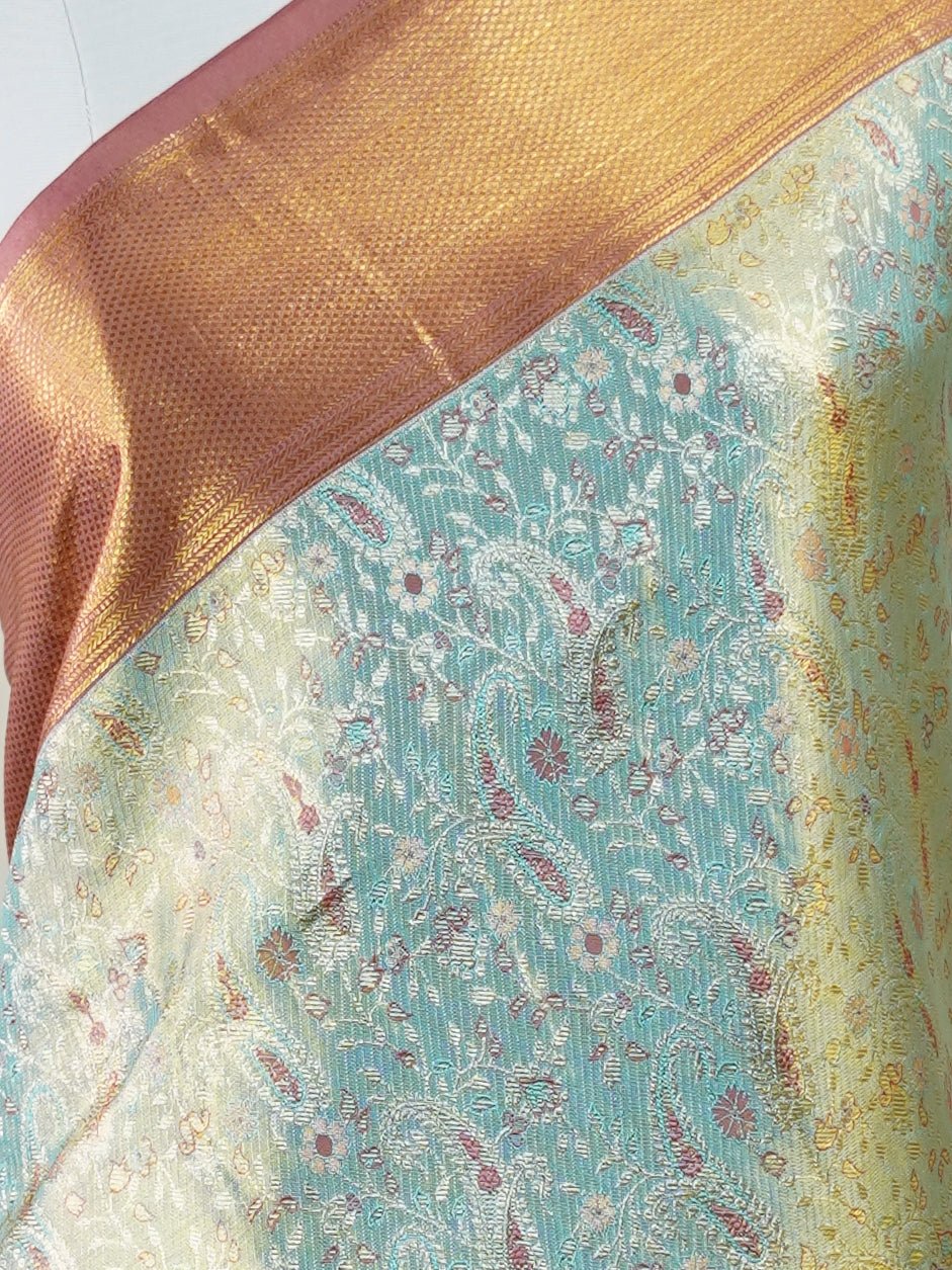 Kanchipuram Silk Olive Green 100% Pure Silk  - Manoranjitham Weaves - Handloom Store