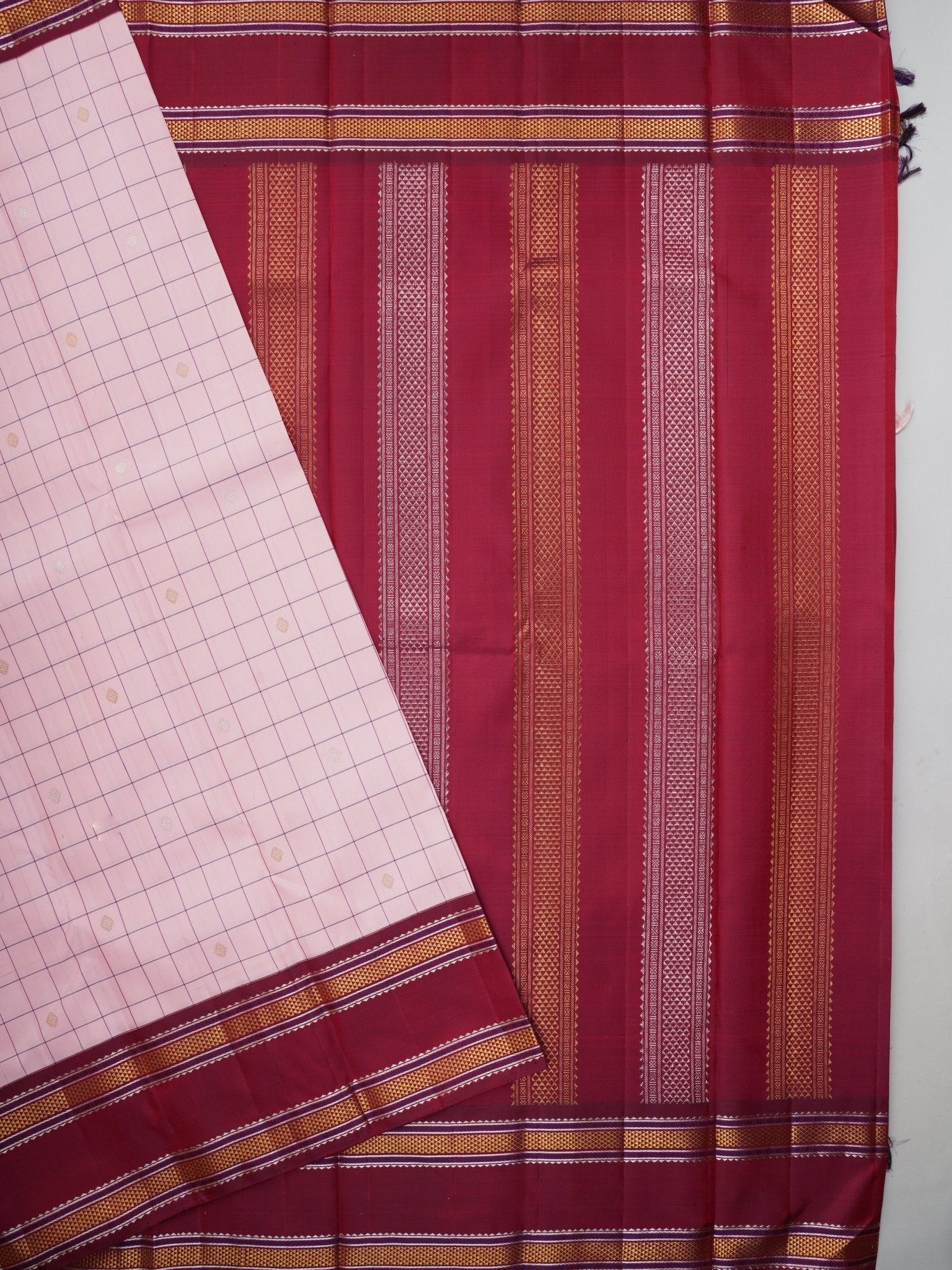 Kanchipuram Silk Pink 100% Pure Silk  Manoranjitham Weaves - Handloom Store