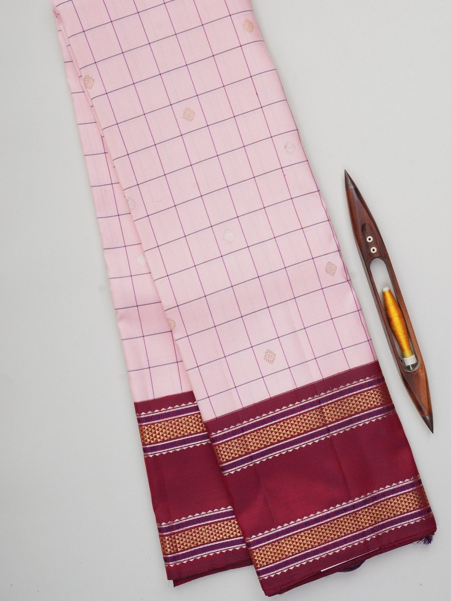 Kanchipuram Silk Pink 100% Pure Silk  Manoranjitham Weaves - Handloom Store