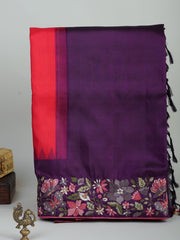 Gadwal Silk Red 100% Pure Silk  Manoranjitham Weaves - Handloom Store