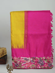 Gadwal Silk Yellow 100% Pure Silk  Manoranjitham Weaves - Handloom Store