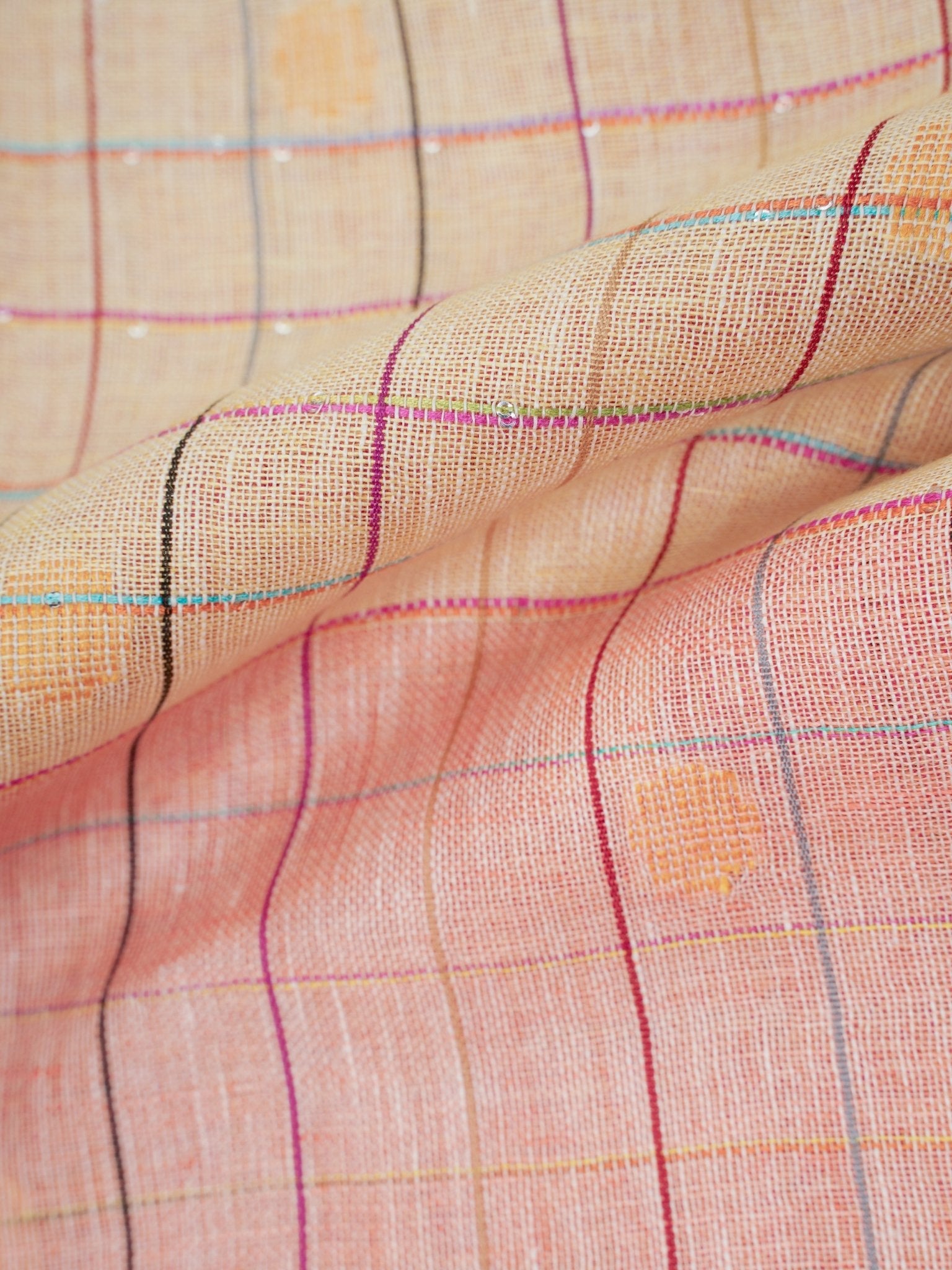 Linen Peach 100% Pure Linen Manoranjitham Weaves - Handloom Store