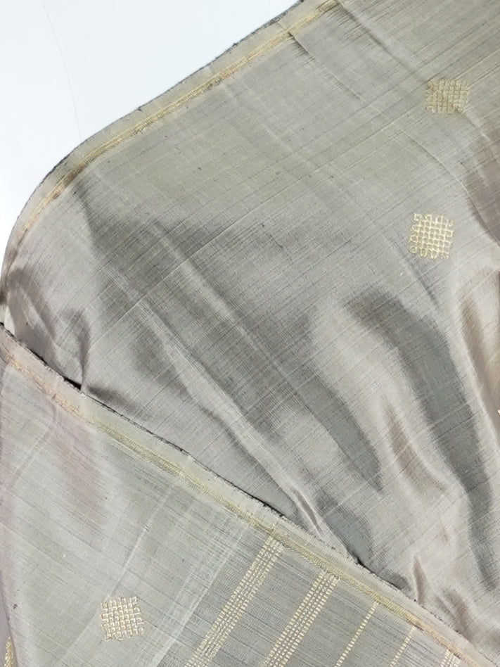 Kanchipuram Silk Grey 100% Pure Silk  - Manoranjitham Weaves - Handloom Store