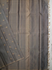 Kanchipuram Silk Grey 100% Pure Silk  Manoranjitham Weaves - Handloom Store