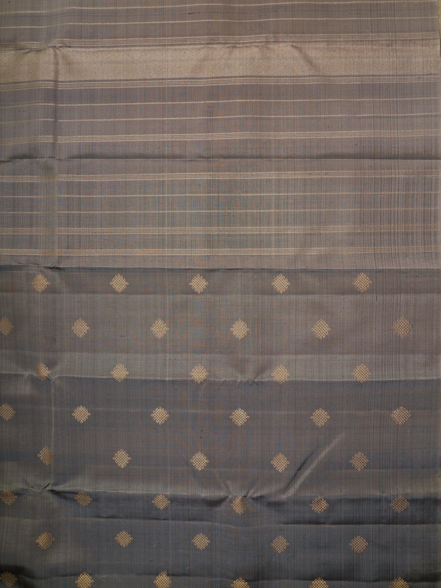 Kanchipuram Silk Grey 100% Pure Silk  Manoranjitham Weaves - Handloom Store