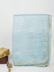 Semi Organza Teal Semi Organza Manoranjitham Weaves - Handloom Store
