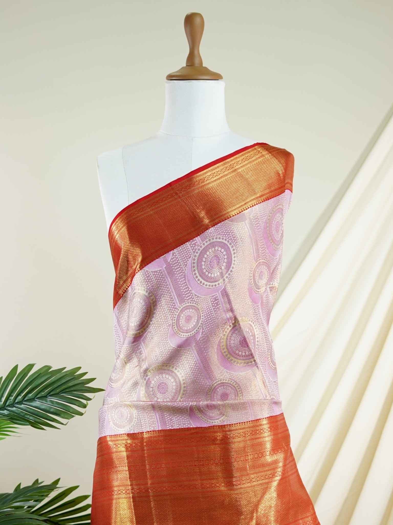 Kanchipuram Silk Baby Pink 100% Pure Silk  - Manoranjitham Weaves - Handloom Store