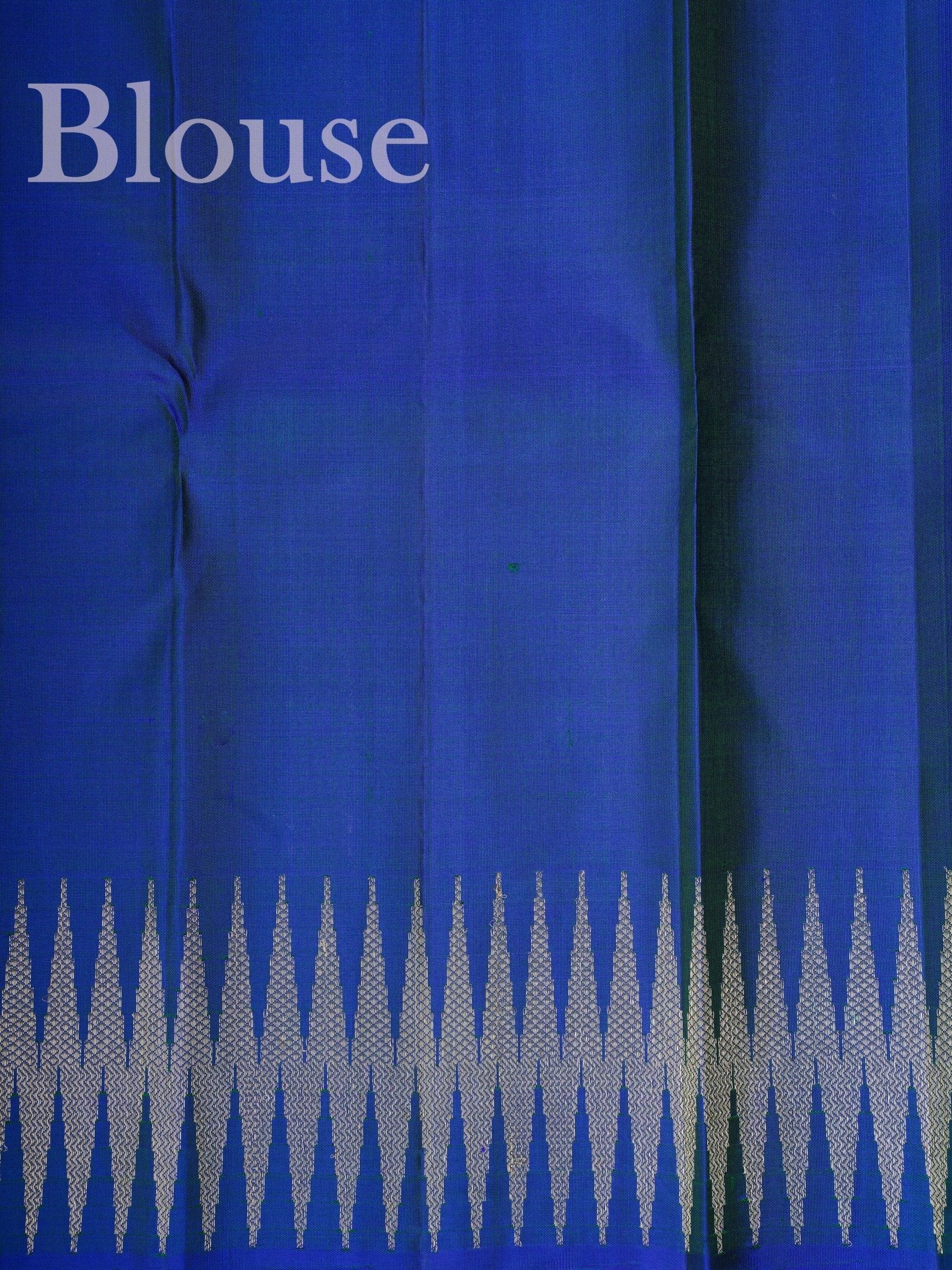 Kanchipuram Silk Blue 100% Pure Silk  - Manoranjitham Weaves - Handloom Store
