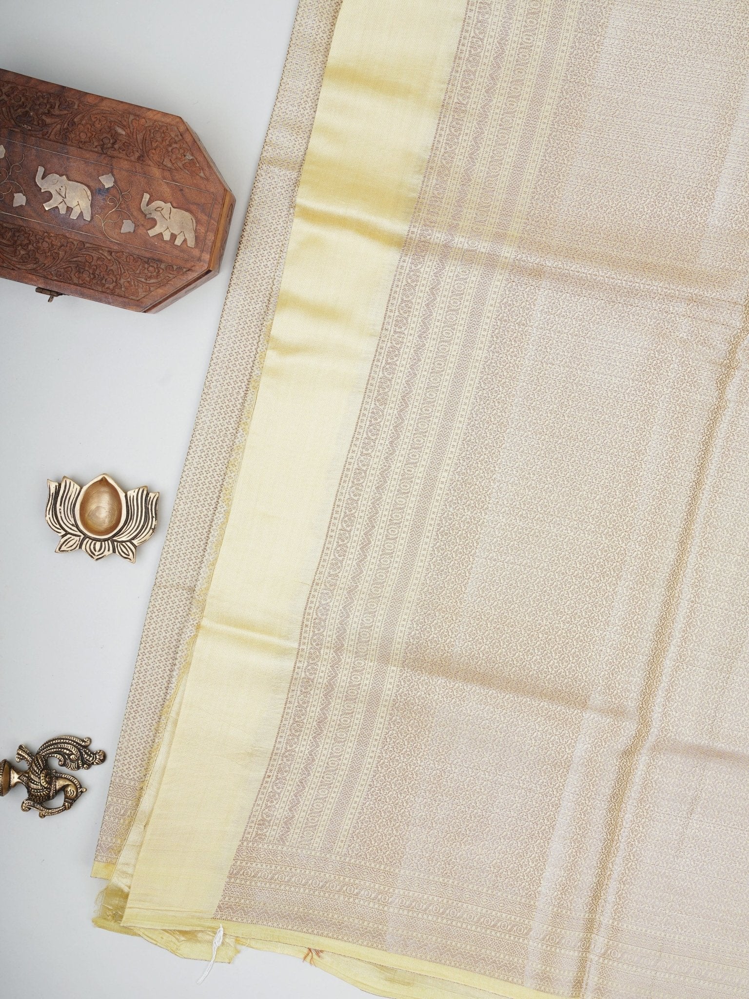 Chiniya Silk Yellow 100% Pure Silk  - Manoranjitham Weaves - Handloom Store