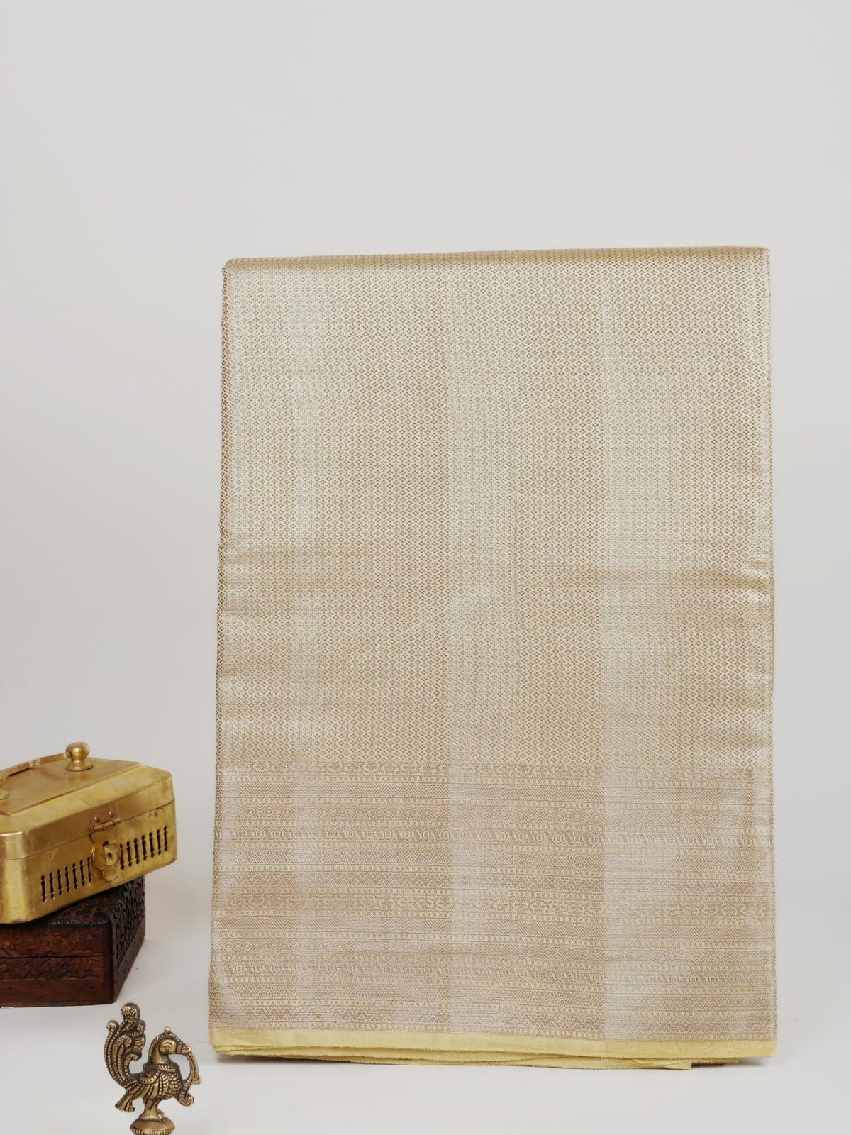 Chiniya Silk Yellow 100% Pure Silk  - Manoranjitham Weaves - Handloom Store