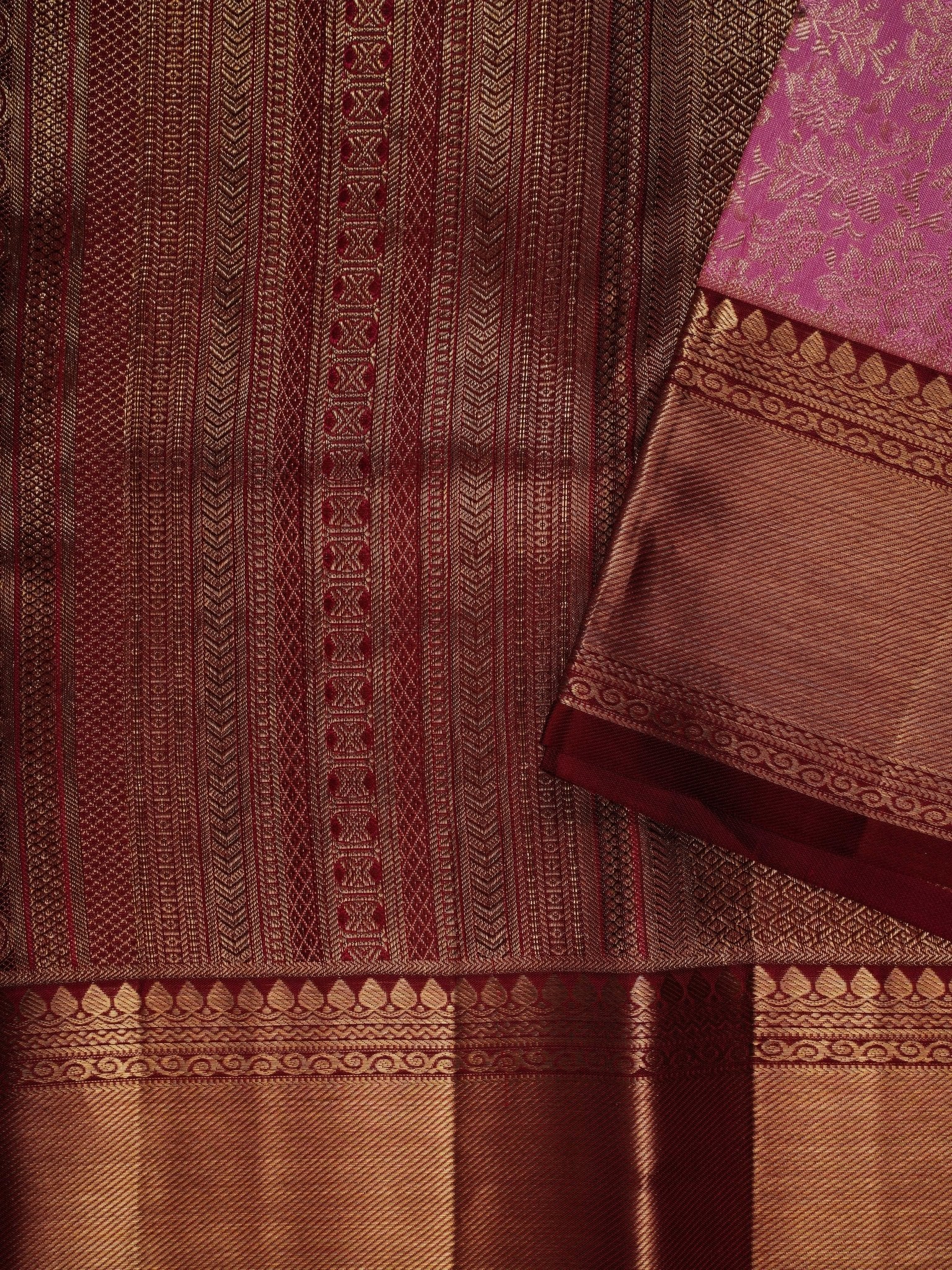 Kanchipuram Silk Baby Pink 100% Pure Silk  Manoranjitham Weaves - Handloom Store