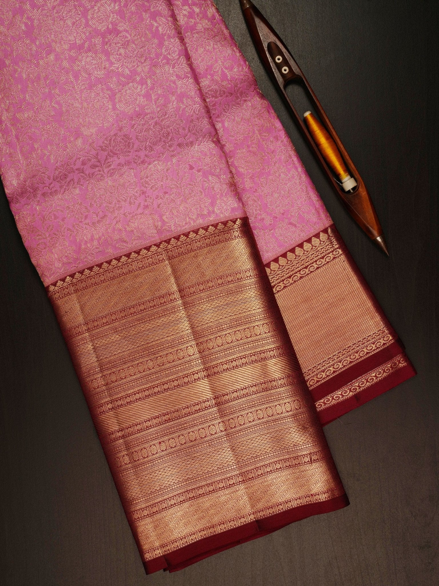 Kanchipuram Silk Baby Pink 100% Pure Silk  Manoranjitham Weaves - Handloom Store