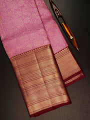 Kanchipuram Silk Baby Pink 100% Pure Silk  Manoranjitham Weaves - Handloom Store