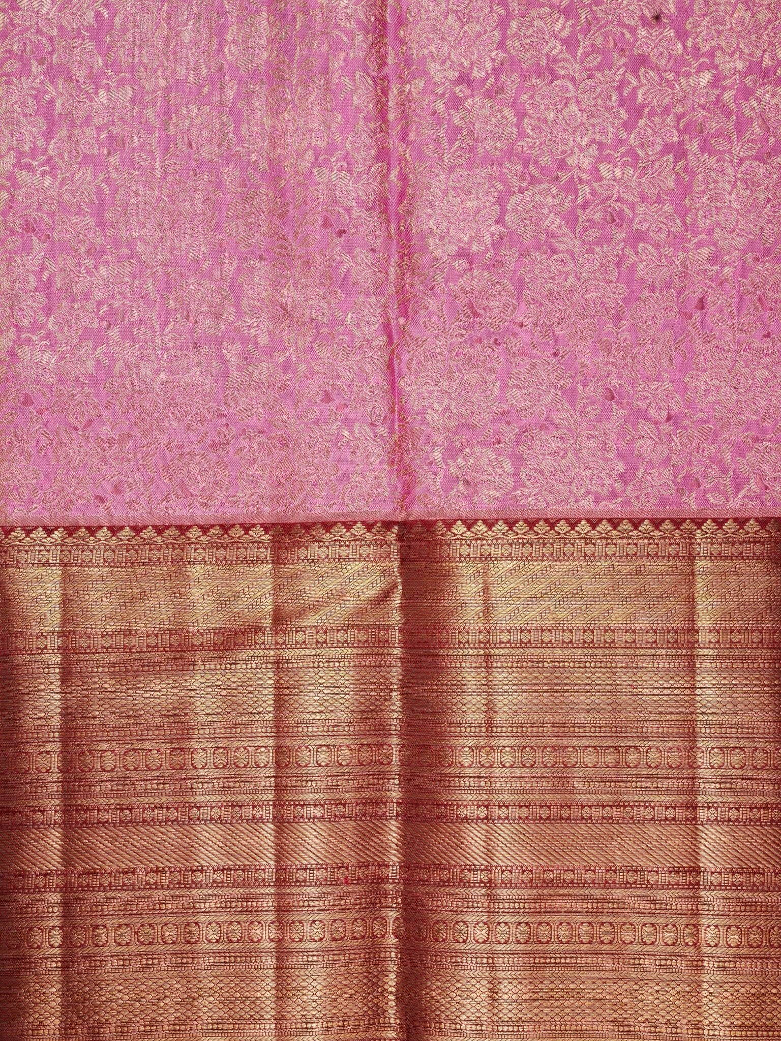 Kanchipuram Silk Baby Pink 100% Pure Silk  Manoranjitham Weaves - Handloom Store