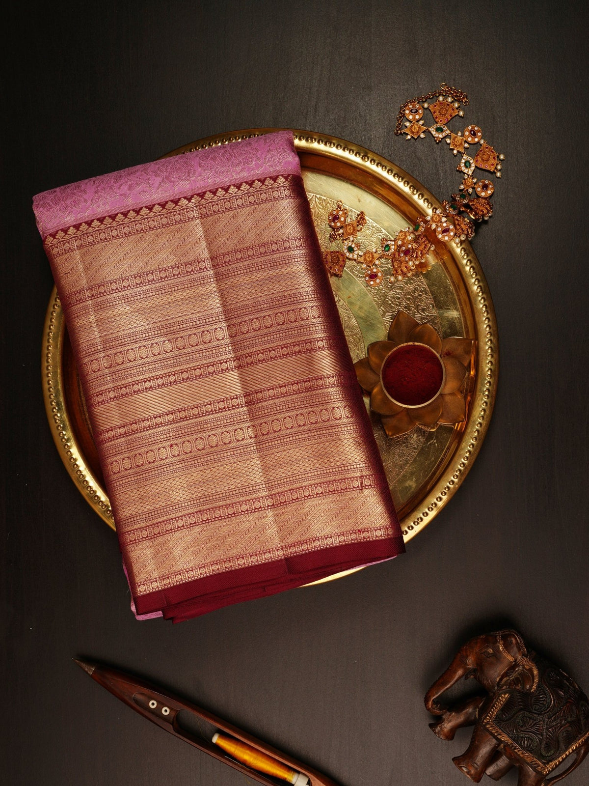 Kanchipuram Silk Baby Pink 100% Pure Silk  Manoranjitham Weaves - Handloom Store