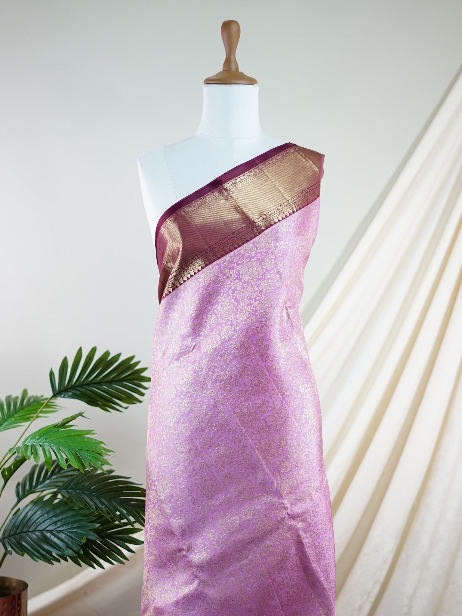 Kanchipuram Silk Baby Pink 100% Pure Silk  - Manoranjitham Weaves - Handloom Store