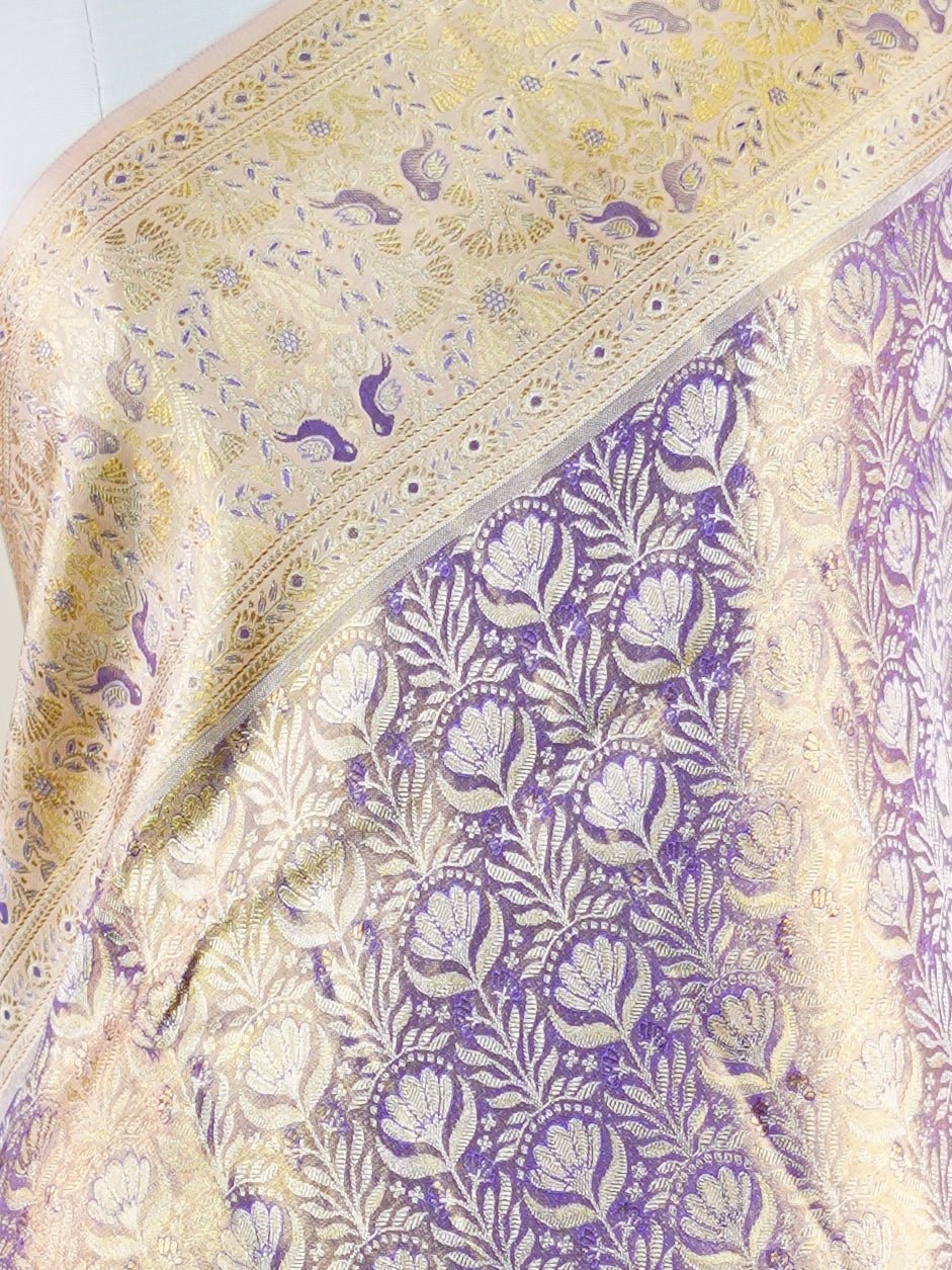 Kanchipuram Silk Lavender 100% Pure Silk  - Manoranjitham Weaves - Handloom Store