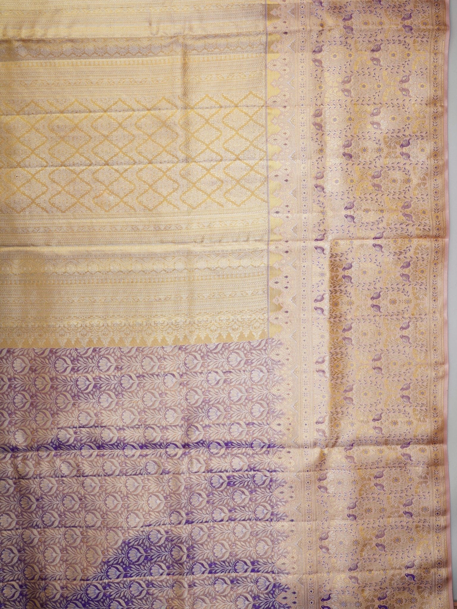 Kanchipuram Silk Lavender 100% Pure Silk  Manoranjitham Weaves - Handloom Store