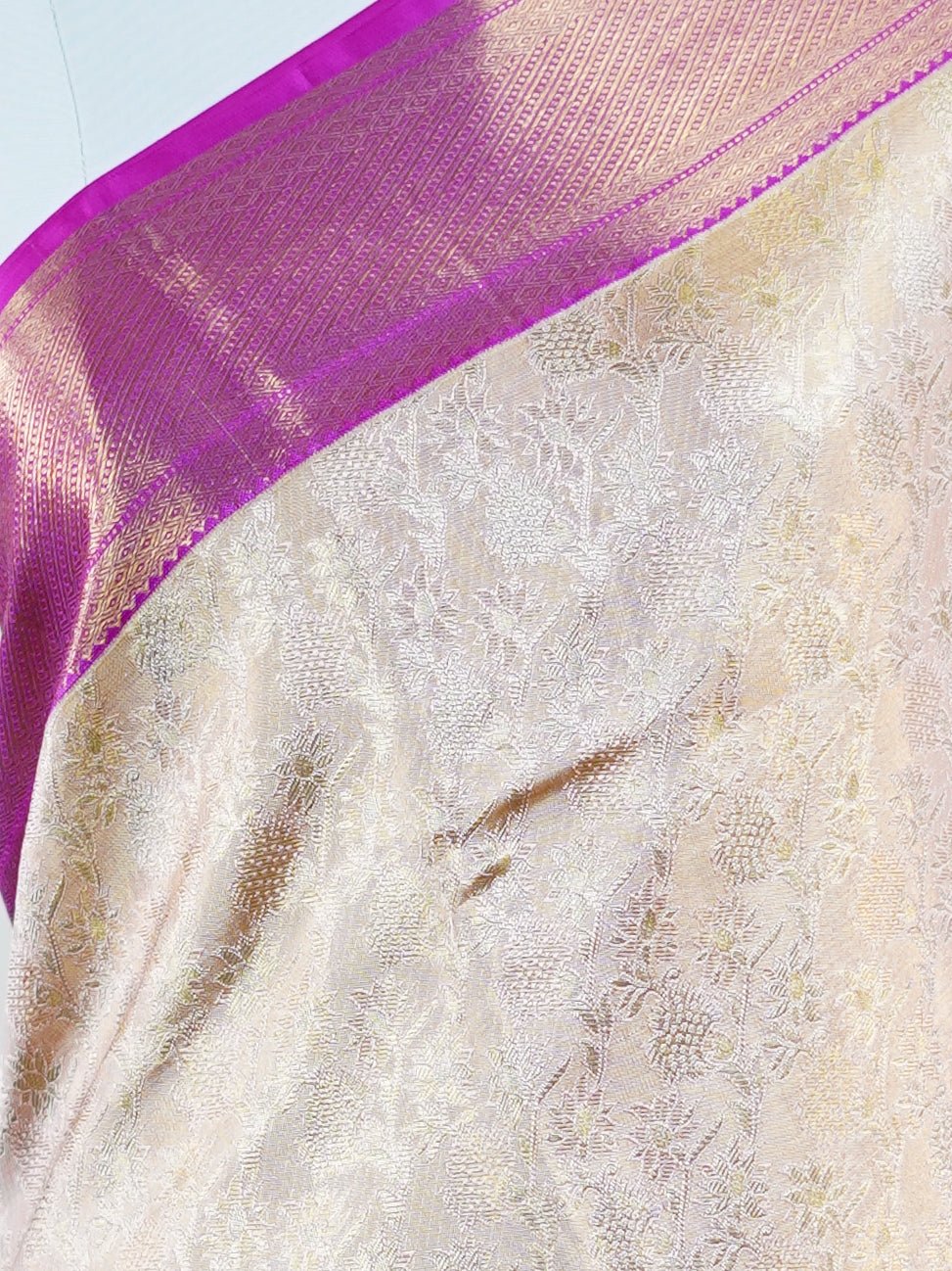 Kanchipuram Silk Light Mauve Peach 100% Pure Silk  - Manoranjitham Weaves - Handloom Store