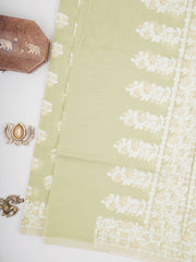 Jamdhani Olive Green Handpsun Cotton Manoranjitham Weaves - Handloom Store