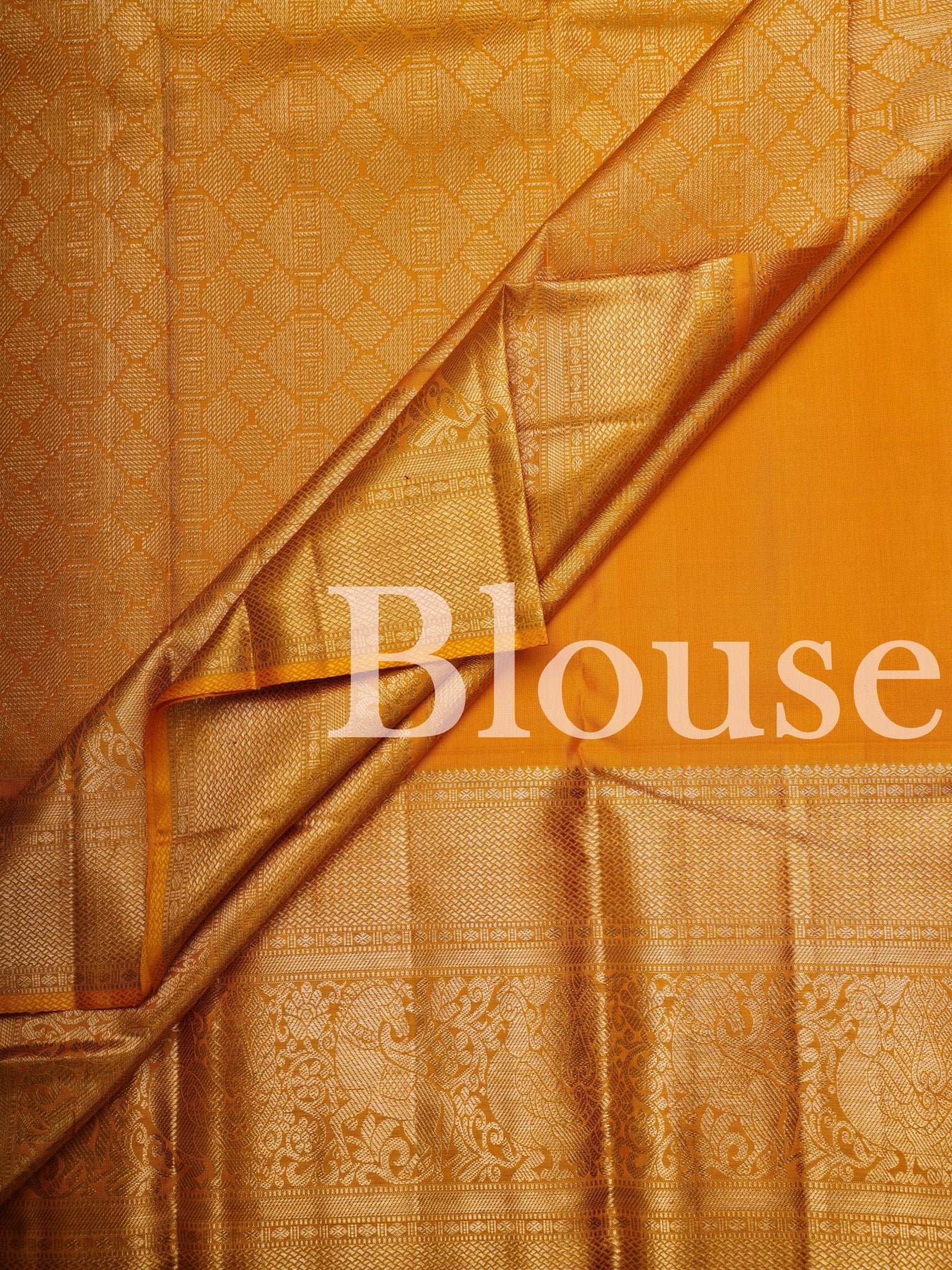 Kanchipuram Silk Yellow  100% Pure Silk  Manoranjitham Weaves - Handloom Store