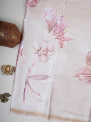 Mushru Beige Semi Mushru Manoranjitham Weaves - Handloom Store