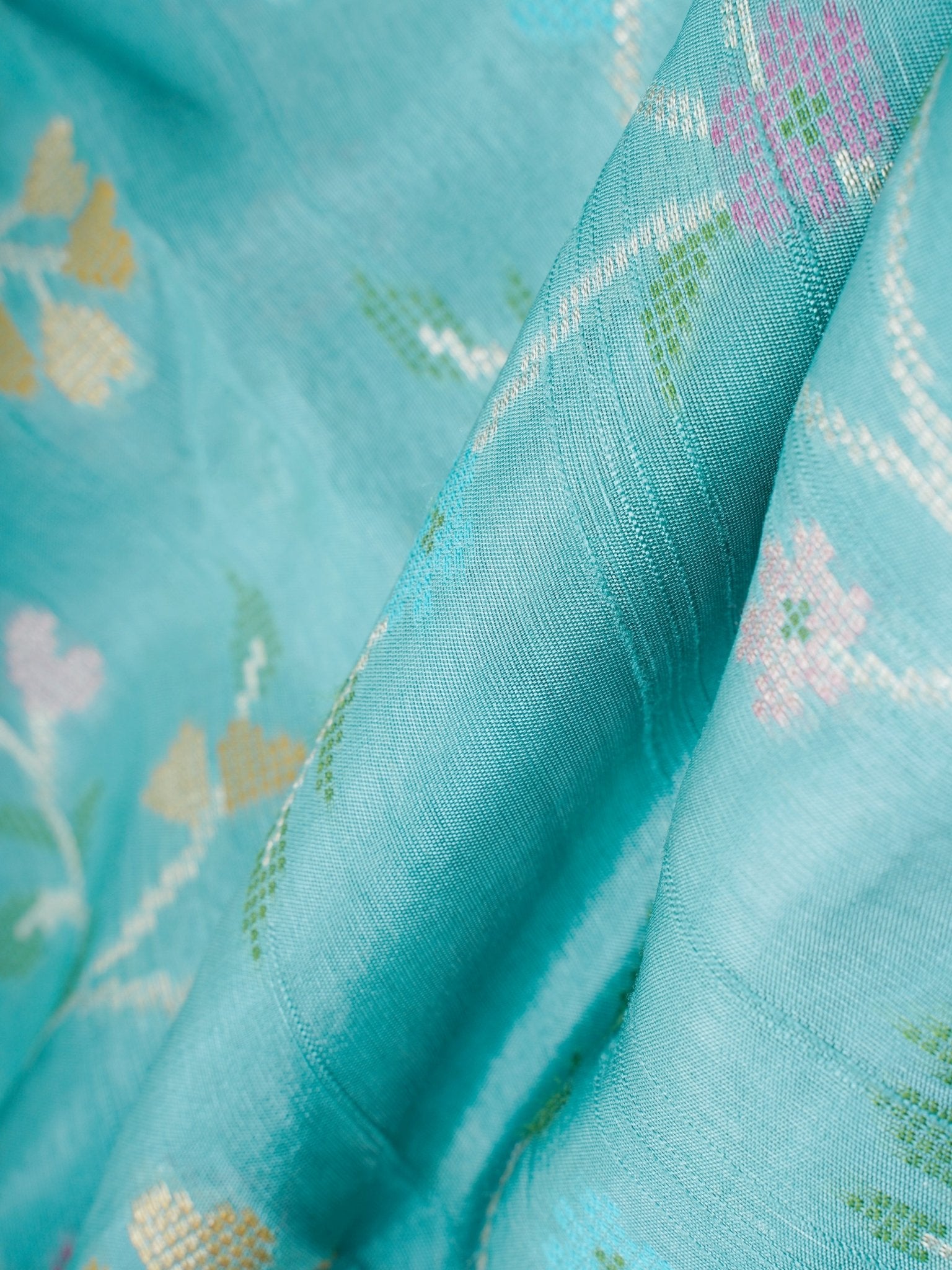 Georgette Green Tussar Georgette - Manoranjitham Weaves - Handloom Store