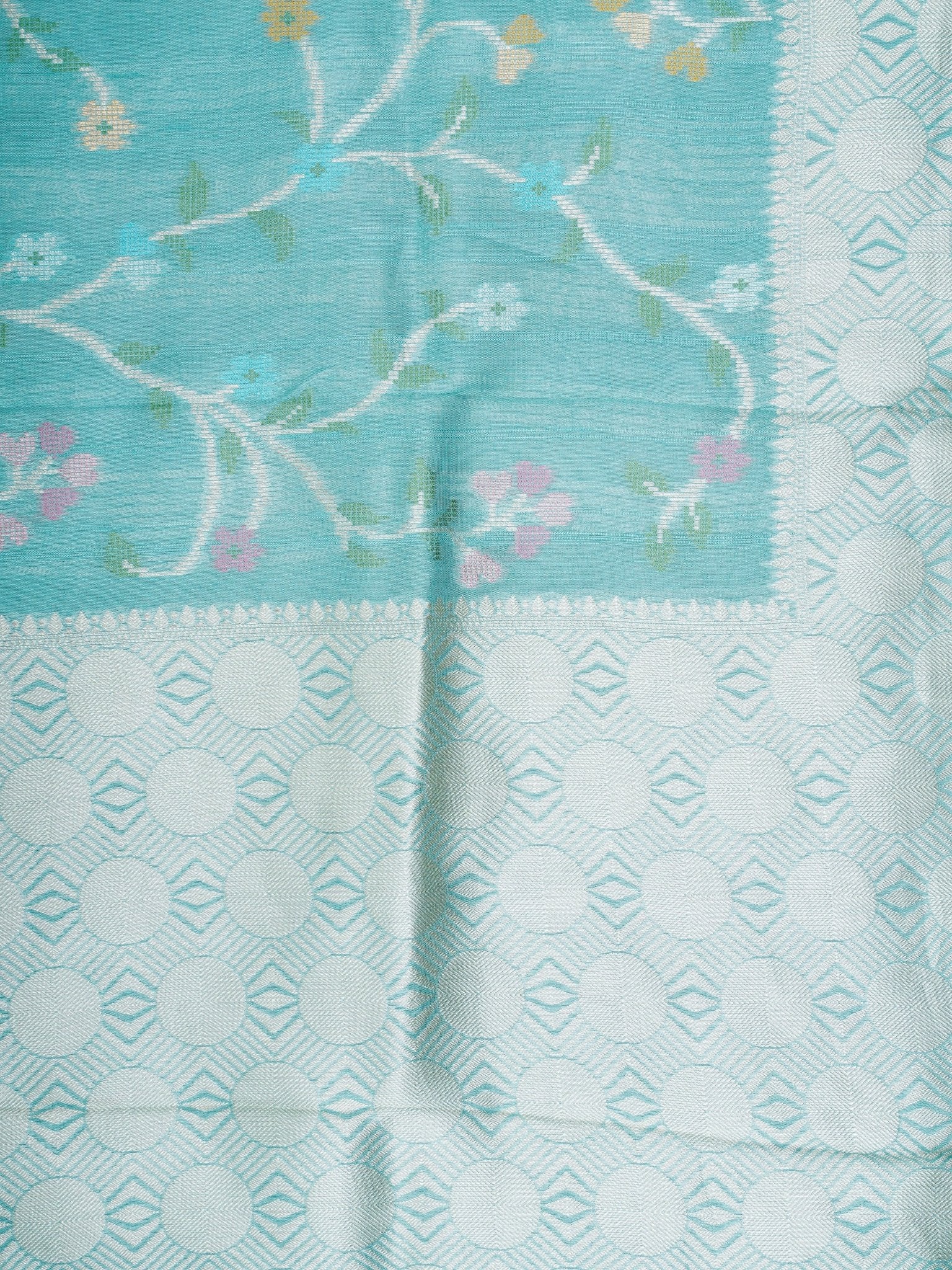 Georgette Green Tussar Georgette - Manoranjitham Weaves - Handloom Store
