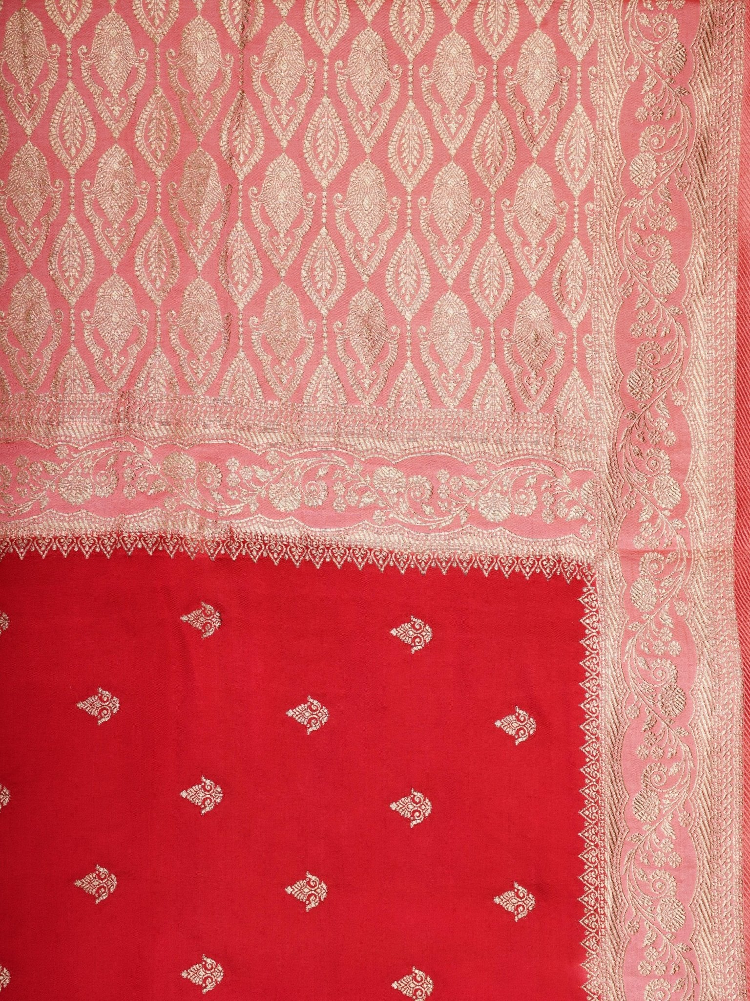 Mushru Red Semi Mushru - Manoranjitham Weaves - Handloom Store