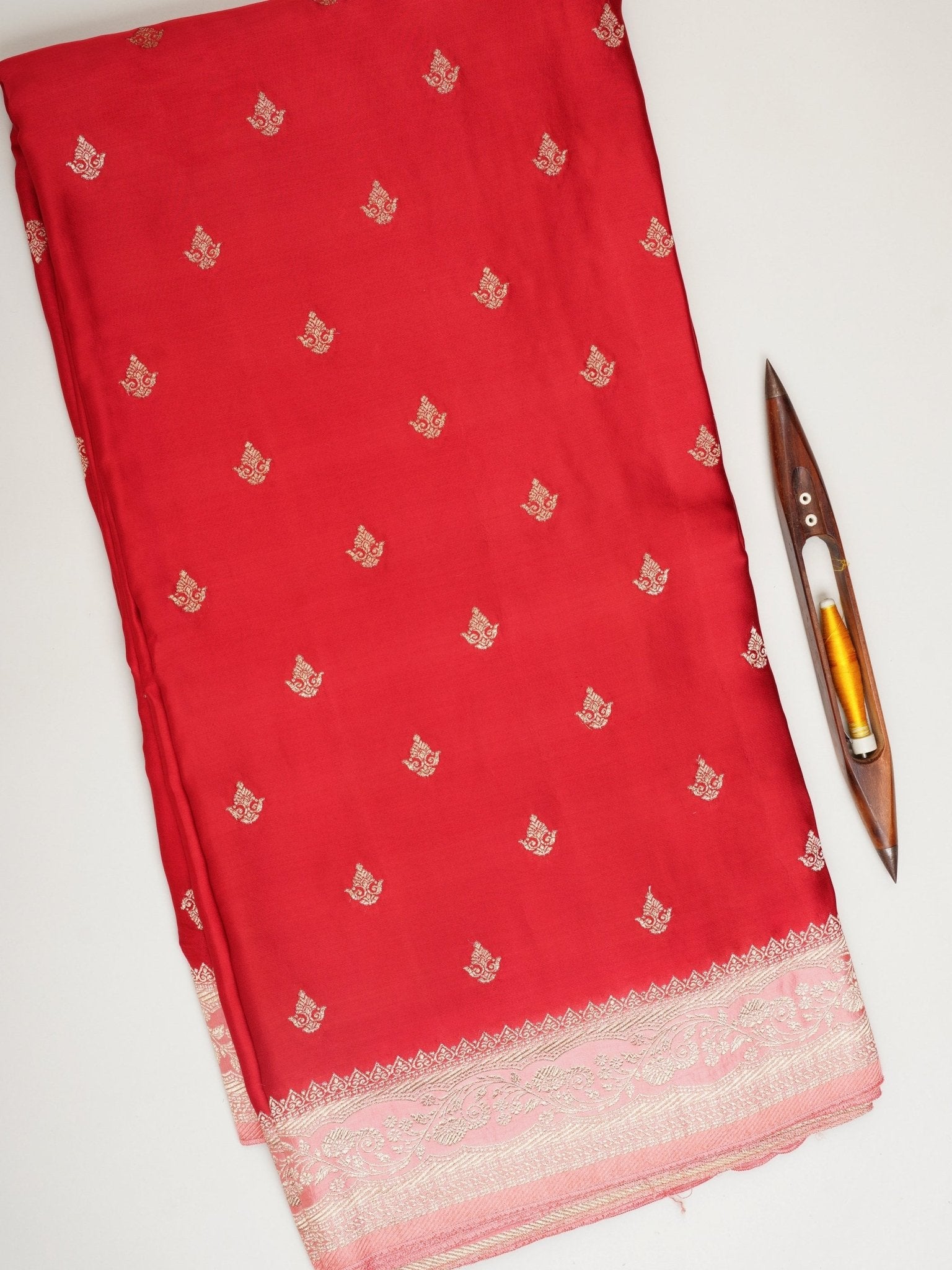 Mushru Red Semi Mushru - Manoranjitham Weaves - Handloom Store