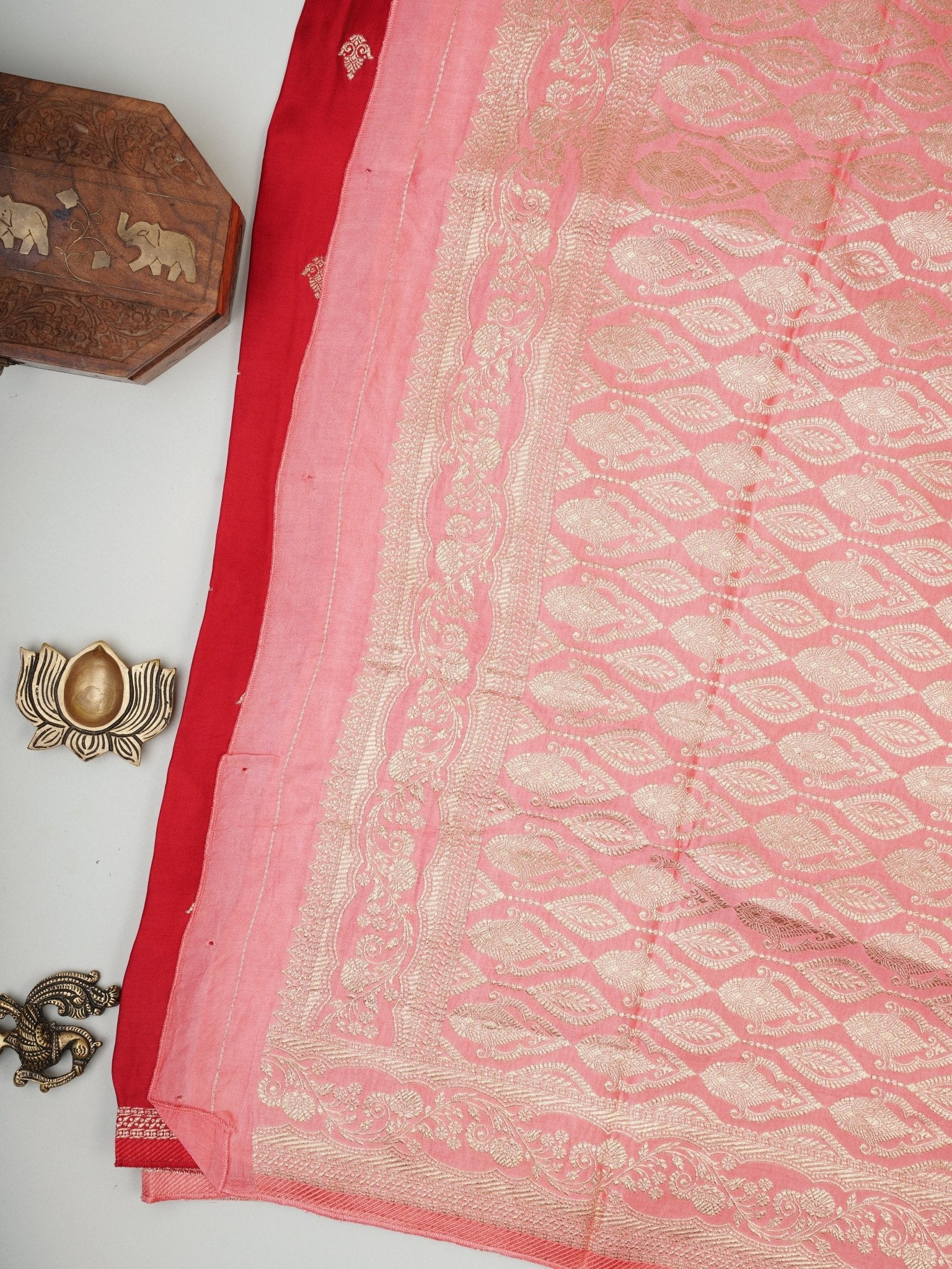 Mushru Red Semi Mushru - Manoranjitham Weaves - Handloom Store