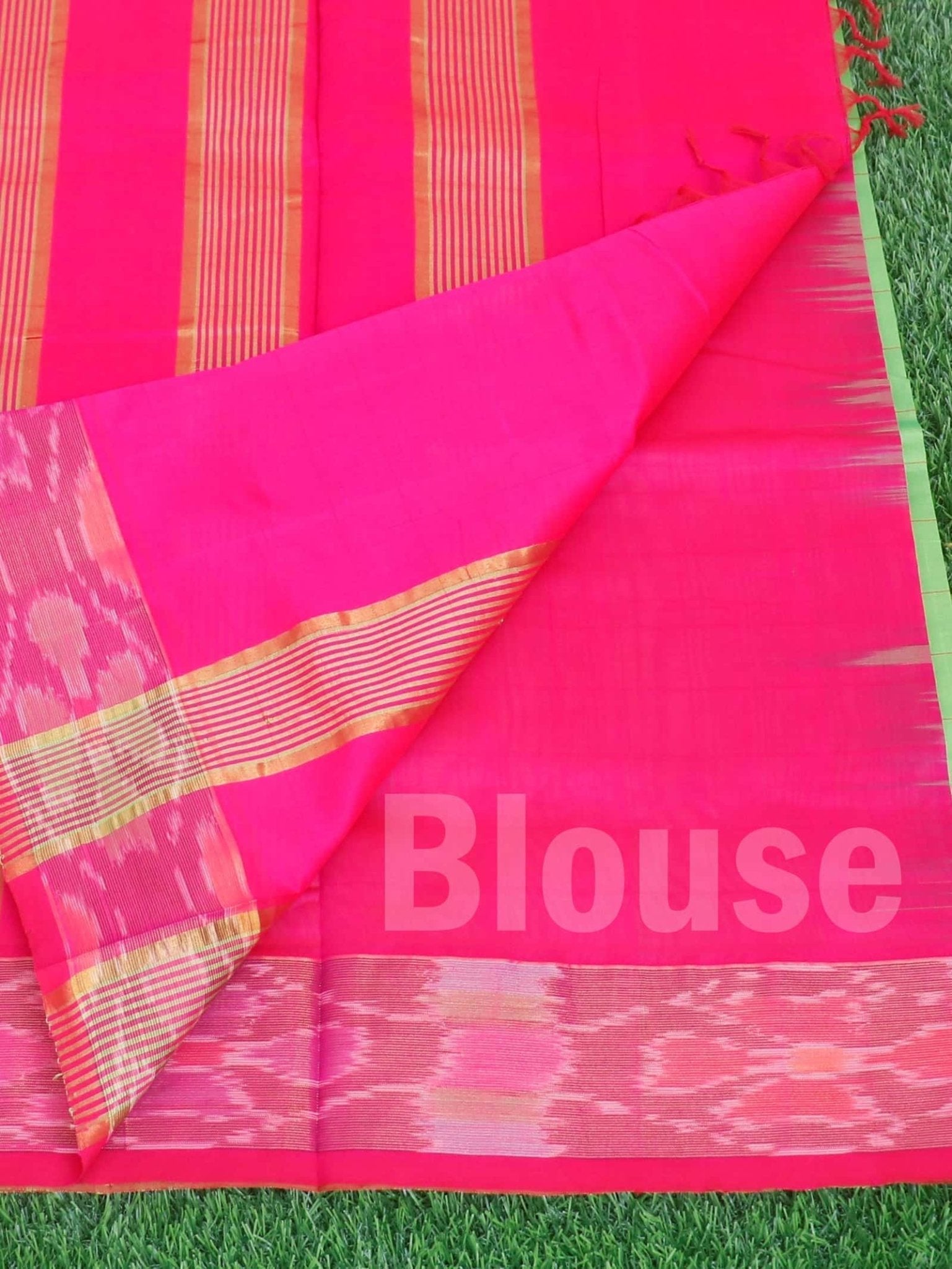 Kanchipuram Silk Cotton Green 100% Pure Silk Cotton  Manoranjitham Weaves - Handloom Store