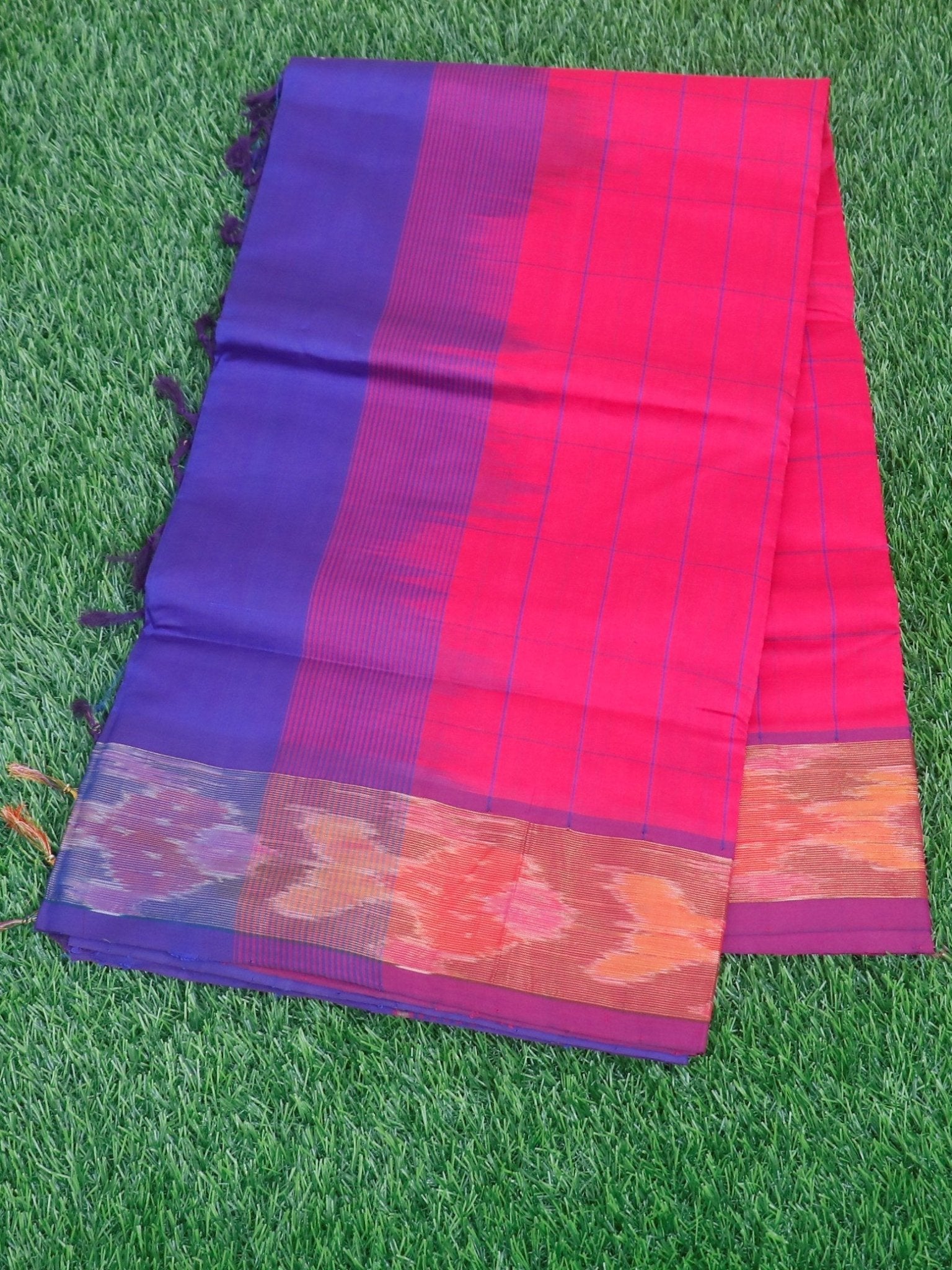 Kanchipuram Silk Cotton Pink 100% Pure Silk Cotton  Manoranjitham Weaves - Handloom Store