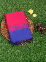 Kanchipuram Silk Cotton Pink 100% Pure Silk Cotton  Manoranjitham Weaves - Handloom Store