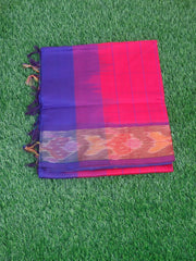 Kanchipuram Silk Cotton Pink 100% Pure Silk Cotton  Manoranjitham Weaves - Handloom Store